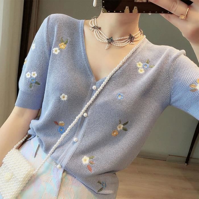Gilet Femme Crochet Floral Sans Manches - Taille Unique, Multicolore - Style Rétro Ville/plage