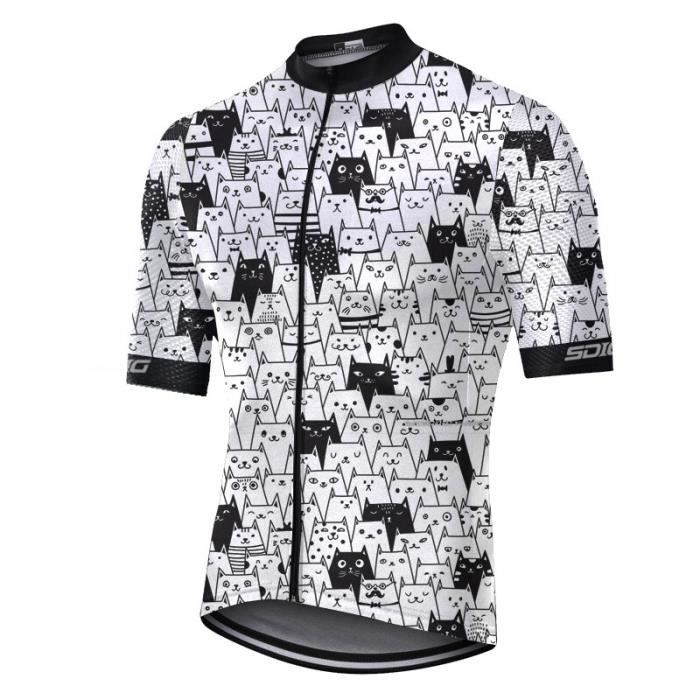 Maillot De Cyclisme Homme Manches Courtes - Polyester Respirant, Séchage Rapide - Fermeture éclair Complète - Taille Ajustée