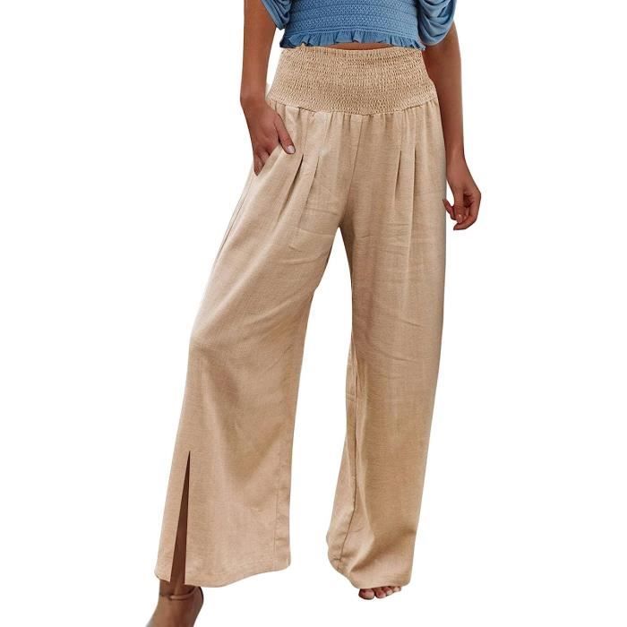 Pantalon femme coton taille élastiquée 2025