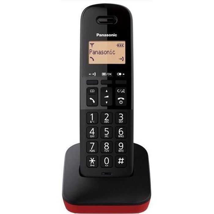 Panasonic KX-TGB610JTR, Téléphone analog/dect, Combiné sans fil, 50 entrées, Identification de l'appelant, Noir, Rouge
