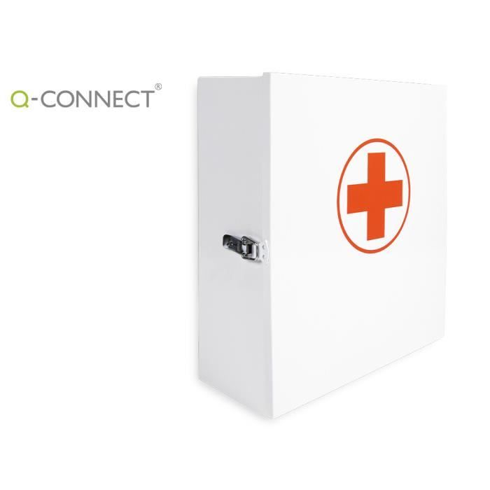 Armoire pharmacie - Q-CONNECT - Métal - 4 compartiments - Blanc et rouge - 36x12x33 cm