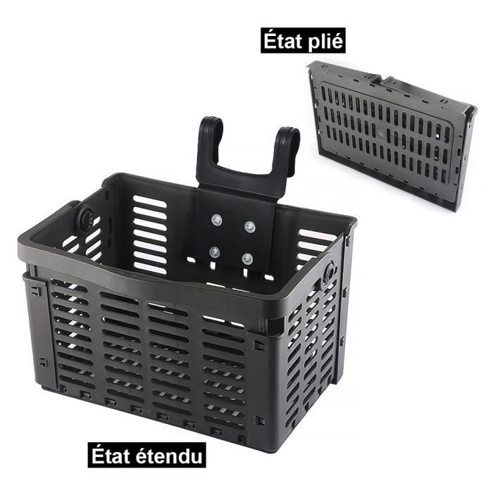 Panier vélo pliable multifonctionnel WOZWE - Noir - Grande capacité et forte capacité de charge