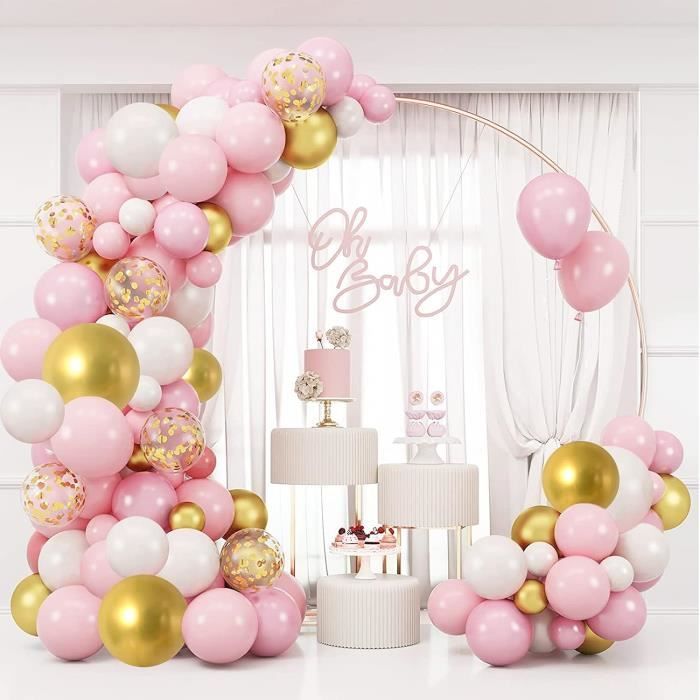 Arche Ballon Rose Gold Et Rose, Arche Ballon Anniversaire Fille Femme Ballon Guirlande