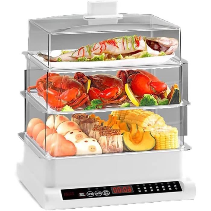 Cuiseur Vapeur électrique 2 Paniers Inox Brillant Avec Couvercle En Verre Et Av 165776