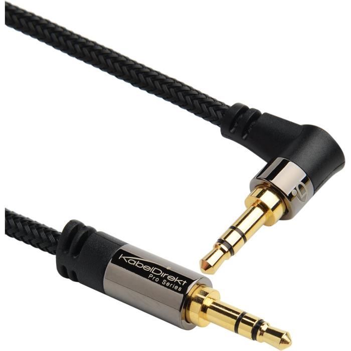EMOS Câble jack stéréo 3,5 mm jack et femelle (mâle/fiche F) - Câble auxiliaire de 2,5 m pour iPhone, smartphone, iPad, tablette, lecteur MP3, chaîne stéréo, casque, noir