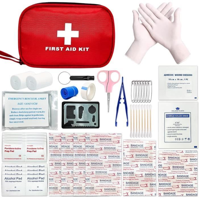 Mini Trousse Premiers Secours, MOKIU Mini Boîte Médicale Trousse à  Pharmacie Boitier Rouge Kit Premiers Secours d'urgence pour V36