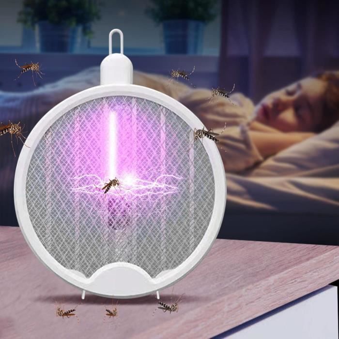 Raquette de moustique électrique pliable, oSZANQo Raquette anti-moustiques efficace 3000 V