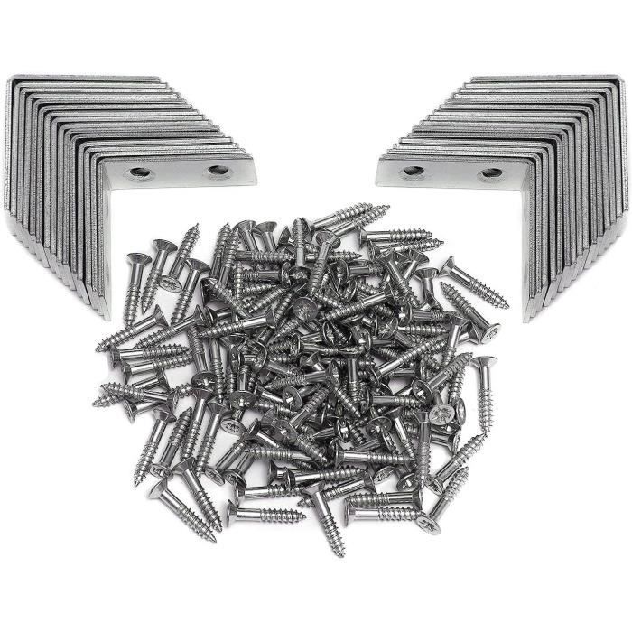 Equerre metal - 30Pcs – 40 x 40 mm de long (16 mm de large) En acier ...