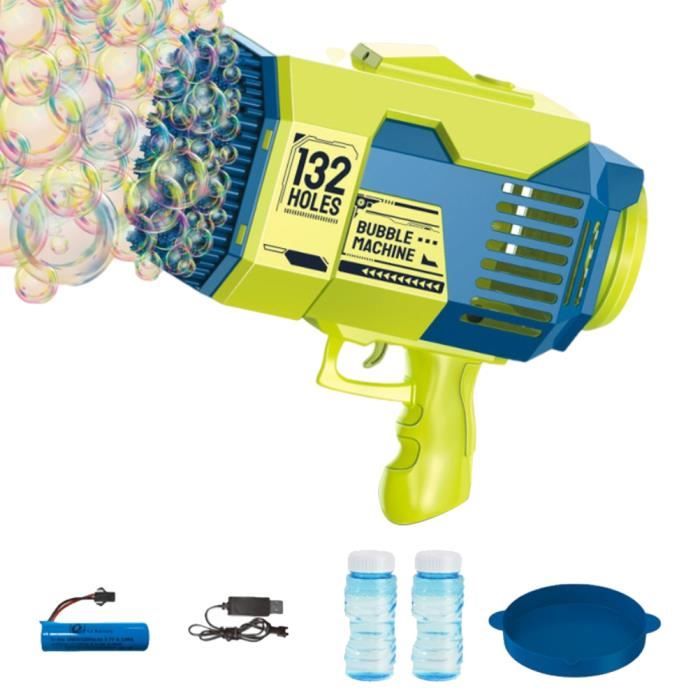 Pistolet Bulles De Savon Automatique 132 Trous Machine Bulles LED 