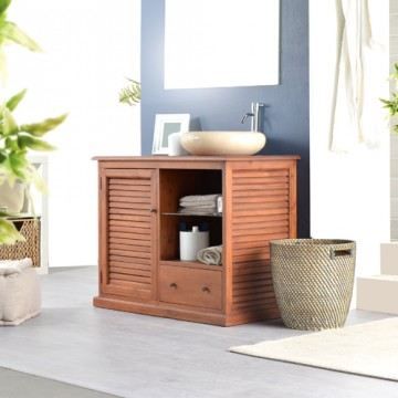Meuble Simple Vasque En Acajou Persiennes 1 Por Achat Vente