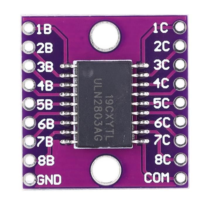 Module ULN2803A - Réseau Darlington 8 Canaux - Pilote Haute Tension/courant - Pour Relais, Afficheurs, LEDs - 2 Pièces + Broches