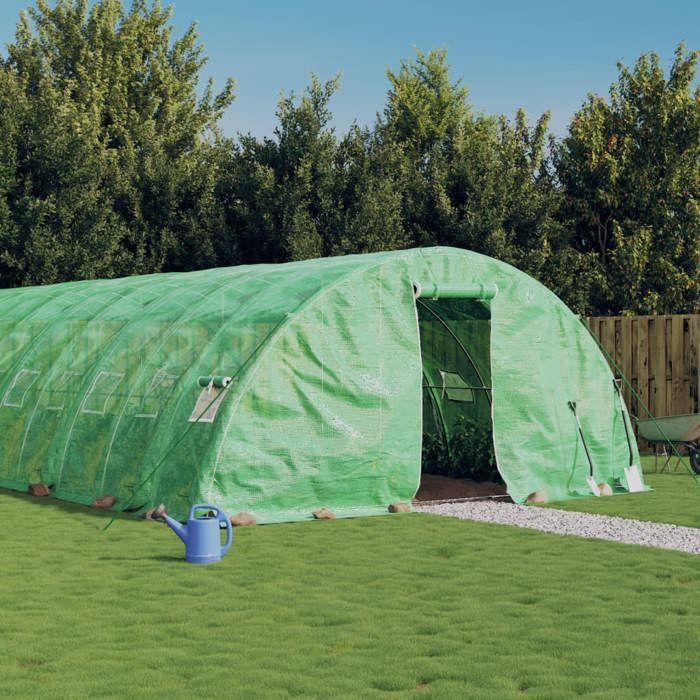Vidaxl Serre avec cadre en acier vert 40 m² 8x5x2,3 m, polytunnel, serre à cadre froid - vue 1