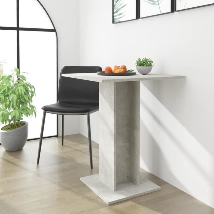"promo"table de cuisine lmt - table de bistro gris béton 60x60x75 cm aggloméré   11,5kg