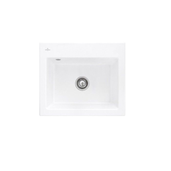 Villeroy & Boch Évier - VILLEROY & BOCH - Subway 60 S - Céramique - 1 cuve - Vidage manuel - Stone White CeramicPlus