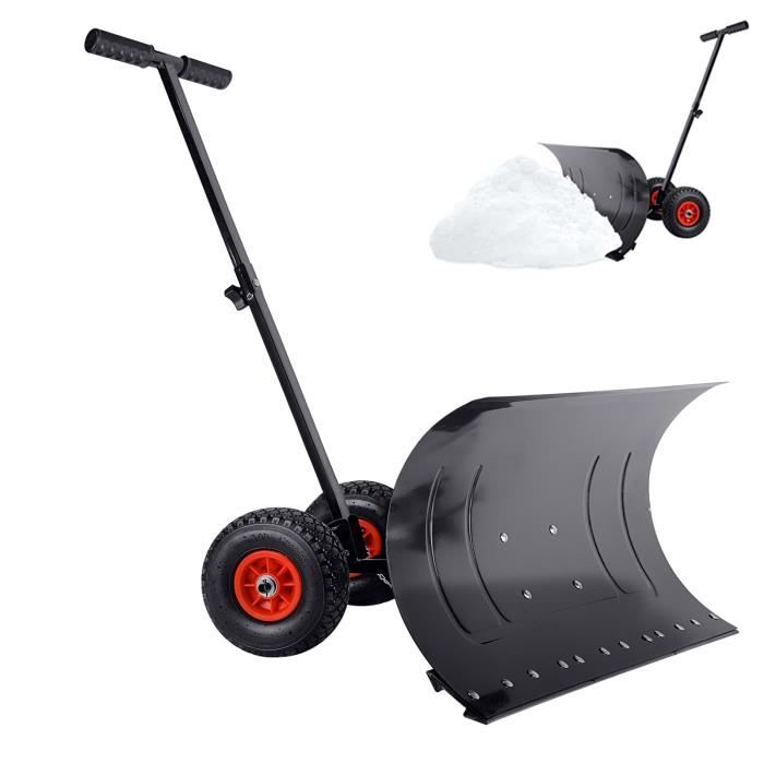 XMTECH Pelle à neige avec roues - 5 niveaux de hauteur réglable - Pelle à neige - Largeur de travail 75 cm, Noir