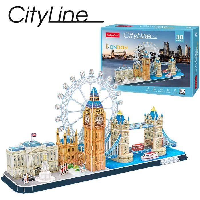 Puzzle 3D Dubai LED Cityline - Maquette à Construire 182 Pièces, Puzzle Adulte Enfant 8 Ans, Burj Khalifa Atlantis
