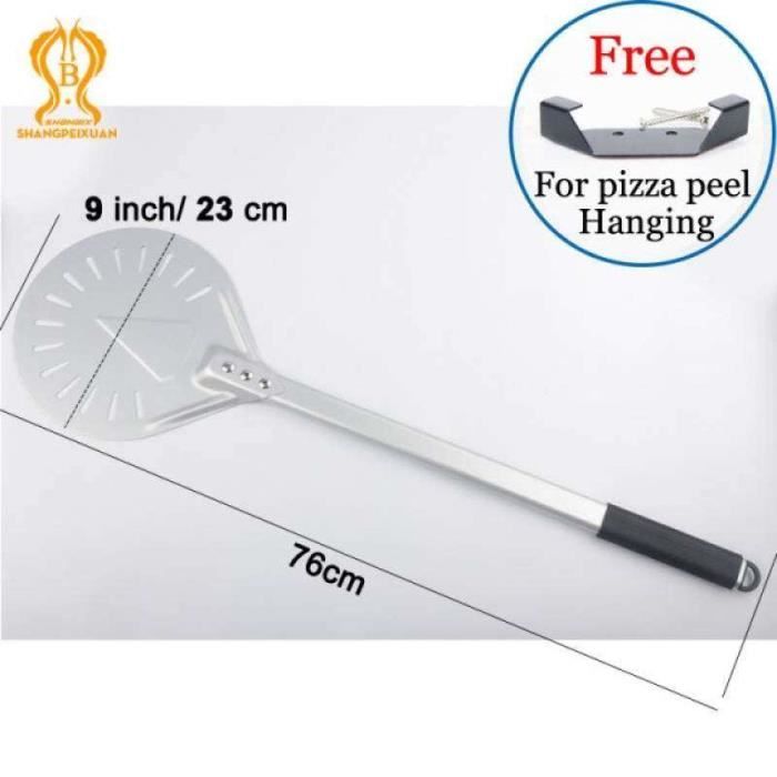 Pelle à pizza perforée 7 pouces – Poignée bois amovible antidérapante, aluminium Label - Maison Pelle à pizza perforée 7 pouces – Poignée bois amovible antidérapante, aluminium Label - Maison