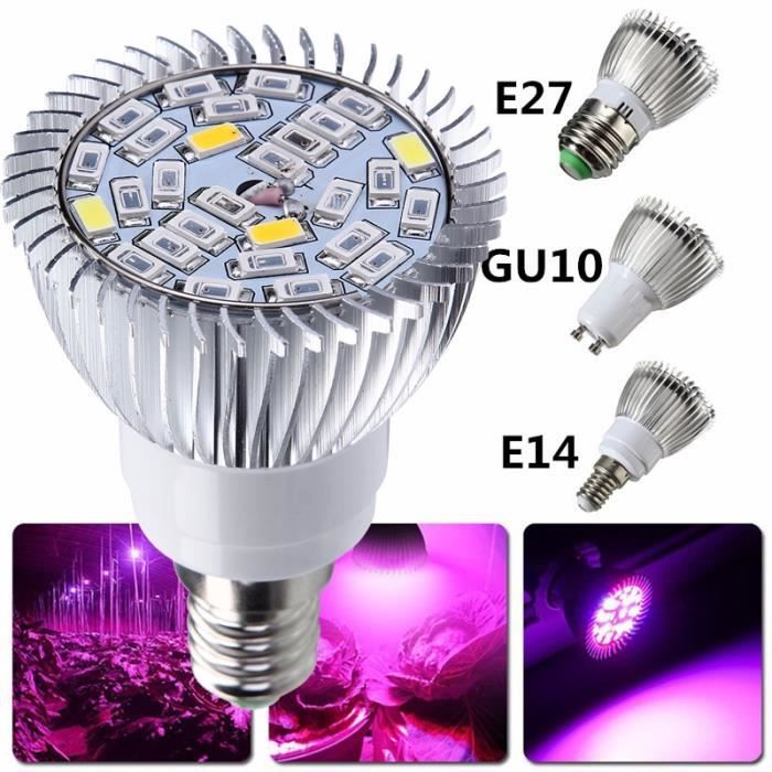 LAMPE DE CULTURE,28SMD GU10Lampe horticole de croissance LED E27, GU10, E14, éclairage à