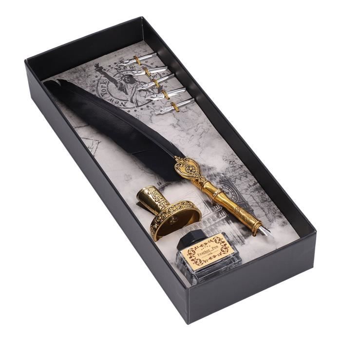 Everesta Set Calligraphie Vintage - Stylo Plume + Carnet Cuir PU + Encre + Pointes Interchangeables - Cadeau élégant - 4