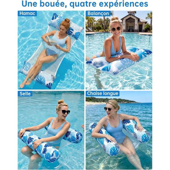 SLOOSH Piscine gonflable, 85 x 57 pouces, matelas gonflable extra large, pour adultes, avec coussin, chaise longue de soleil, lit de bain gonflable, cadeau de fête, XL rose
