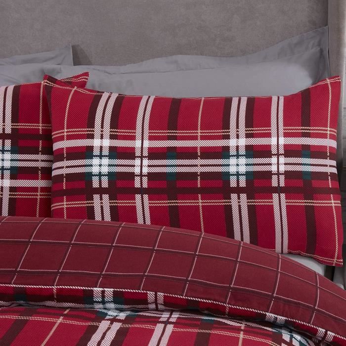 Parure de lit Melanie avec taies d'oreiller et housse de couette 100 %  coton pour lit simple, rouge - KARACA France