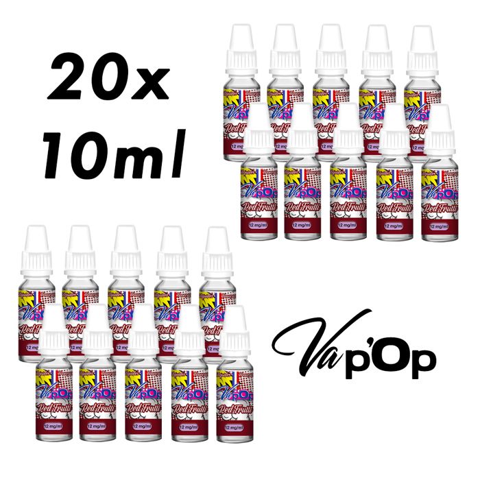 E-liquide Cigarette Électronique FRUITS ROUGES 12mg – 20x10ml – 70/30 PGVG  – Made in France – Vap'Op