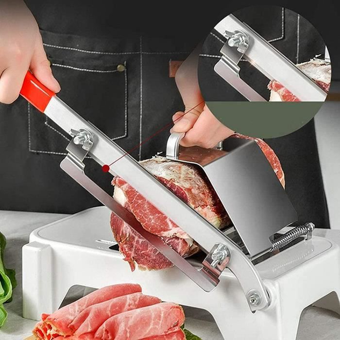 Trancheuse à Viande, Trancheuse Viande Ajustable, 2-4 mm d'épaisseur, Acier Inoxydable, Coupe-Viande Manuel, pour Viande, Fromage, etc. (Brut