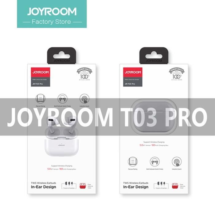 Nouveau Joyroom T03 Pro TWS sans fil ecouteurs Bluetooth 5.0 in ear reduction du bruit casque sans fil charge pop ups Type White Achat Vente oreillette bluetooth Nouveau Joyroom