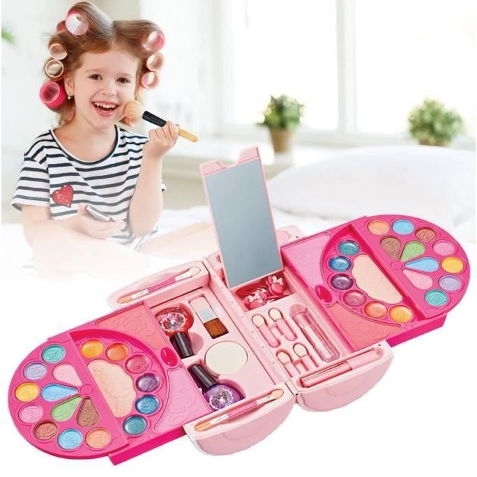 Maquillage multi pieces pour enfants filles jouets de maquillage lavables avec pinceaux miroirs 3 a 10 ans Cdiscount Jeux Jouets
