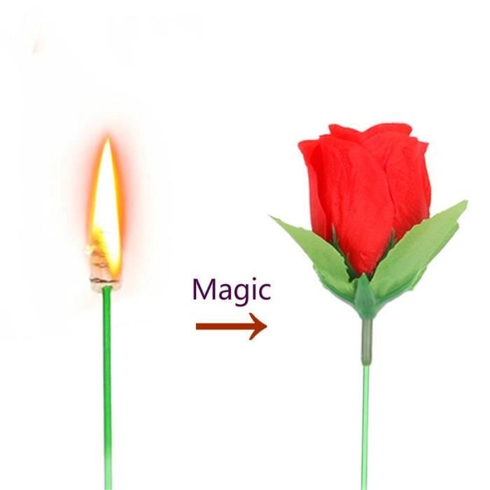 Flamme Apparaissant Rose, 20 Pcs Feu Tour De Magie Flamme Apparaissant Fleur Professionnel Magicien Props pour les Fêtes Spectacles De Mariage