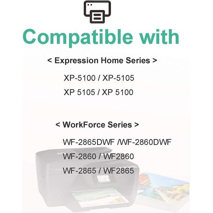 4 cartouches encre 502XL pour Epson WorkForce WF-2860, WF-2860DWF,  WF-2865DWF
