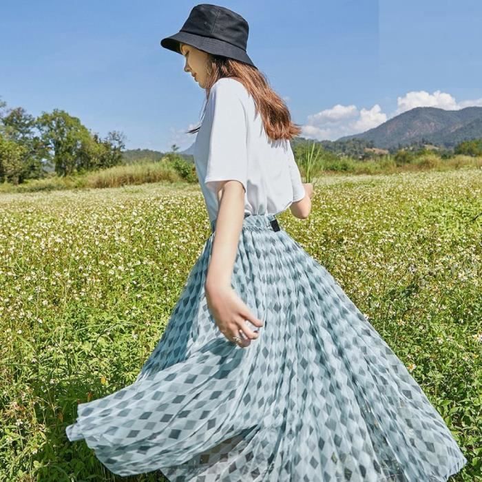 Jupe Pliss e Longue Tulle Pour Femmes Jupe En Tulle Carreaux