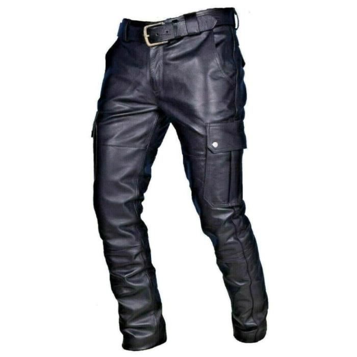 Homme r tro en cuir moto rue pantalon hommes automne hiver Punk