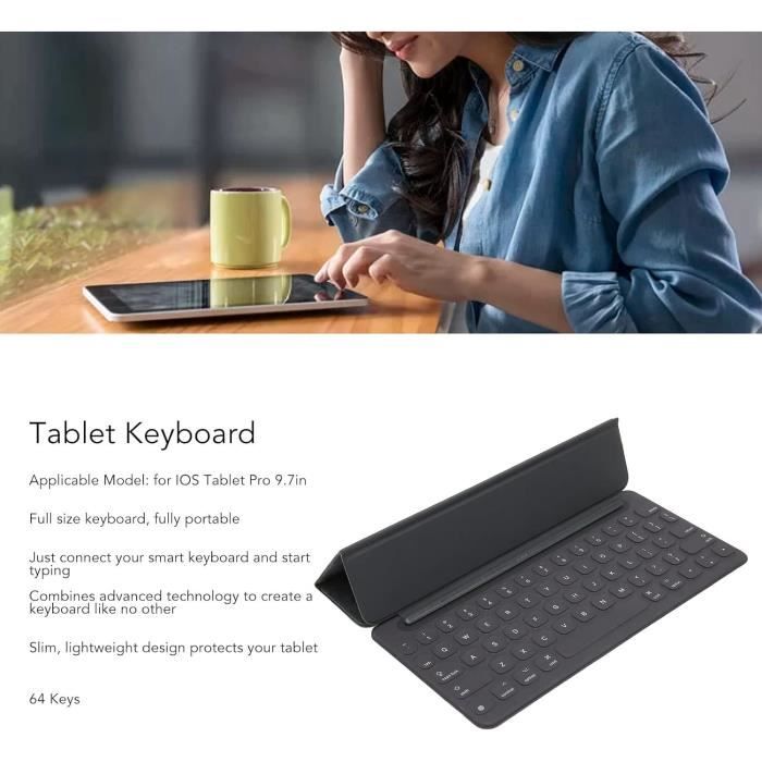 Mini clavier Bluetooth sans fil portable mince pour tablette ordinateur  portable Smartphone iPad 9,7/10,1 pouces blanc