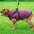 B-S -Veste d'hiver imperméable pour chien,manteau épais et chaud,vêtement en coton rembourré avec harnais de poitrine-2