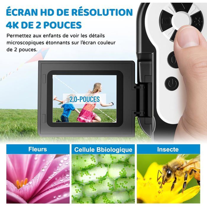 Vankarr 1000X Microscope numérique de poche portable pour enfants