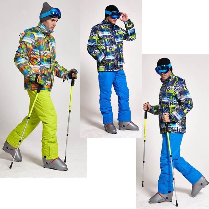 Combinaison de ski homme de Marque luxe Pantalons de ski coupe-vent  Professionnel Coupe-vent et hydrofuge Combinaison de ski