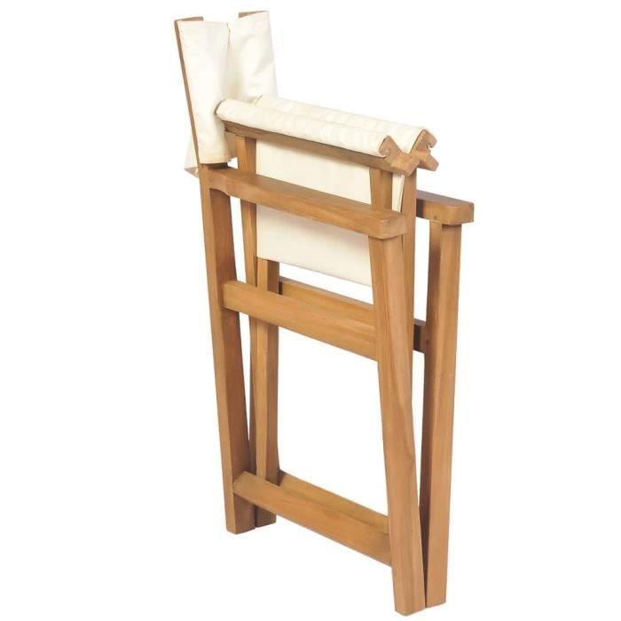 Pwshymi-Chaises de metteur en scène pliantes 2 pcs Bois de teck massif ...