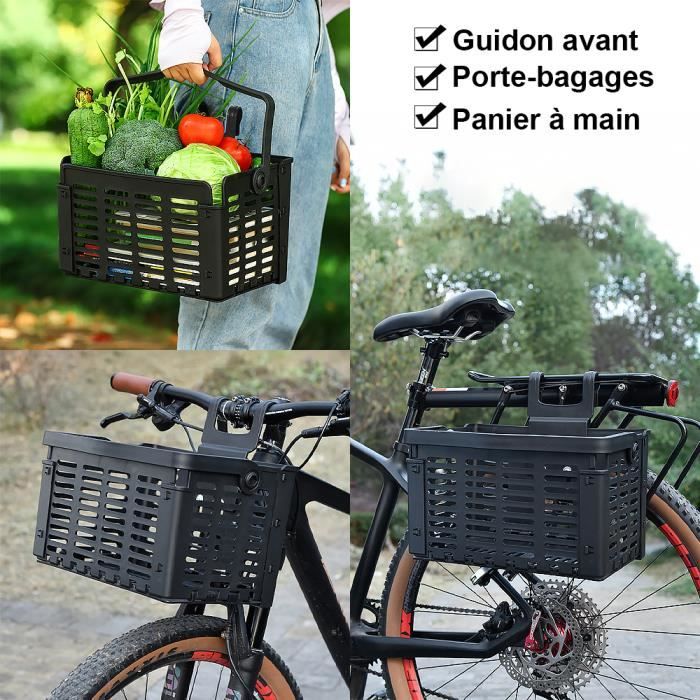Panier Avant Vélo Pliable Auwey STANDARD - Sacoche Amovible, Capacité 100 Lbs, Noir