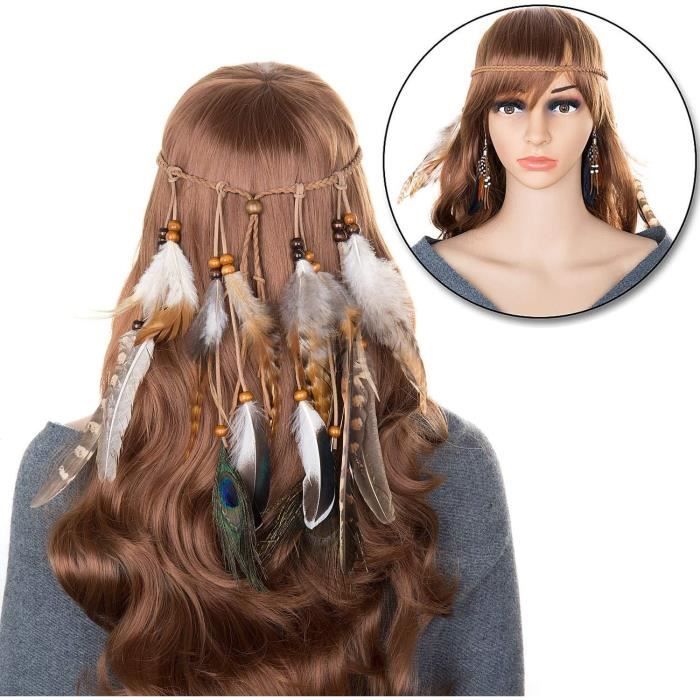 Serre-tête Indien Style Bohème Avec Plumes - Accessoire Pour Cheveux