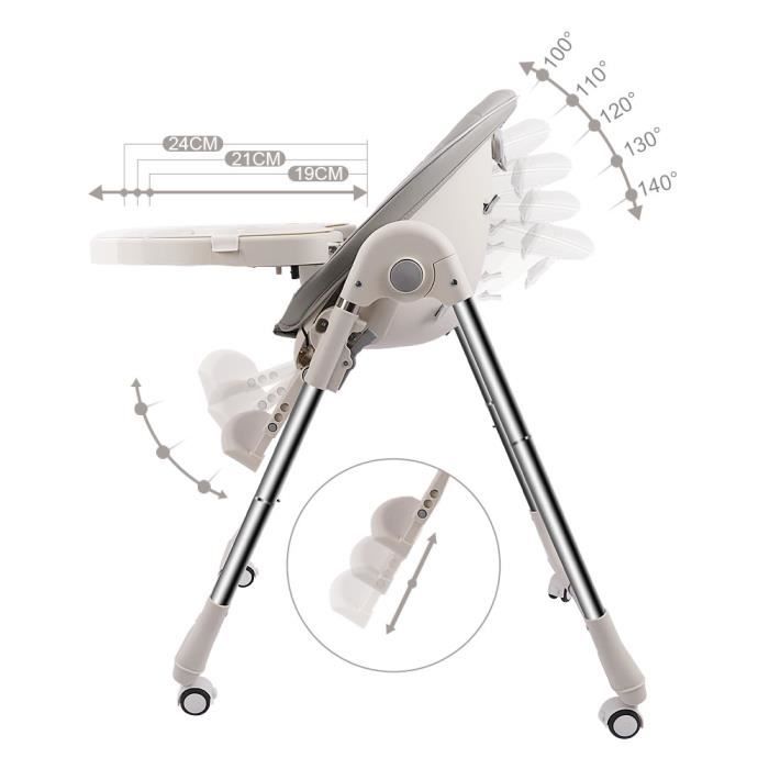 Chaise Haute Bébé évolutive BONNLO - Pieds En Bois Fixes, Pliable, 4 Kg, Réglable En Hauteur, Ceinture 5 Points