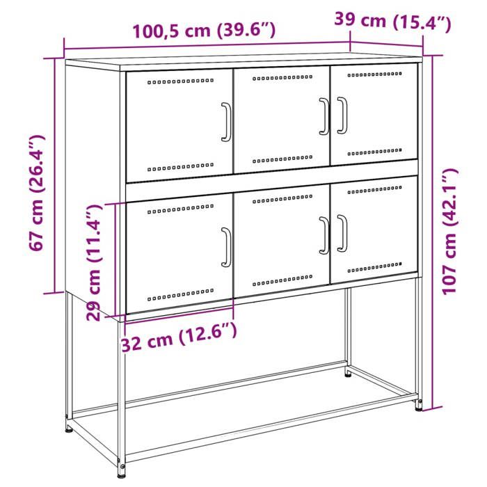 Buffet 2 Portes Style Industriel VidaXL - Meuble Rangement Salon - Blanc Brillant & Bois Ingénierie - 60x35x70 Cm