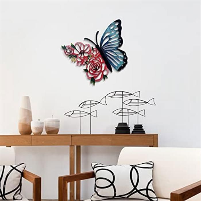 Décoration Murale Métal Fenêtre Papillon Marron - Hauteur 97 Cm - Neuf Avec EAN 4250123948178
