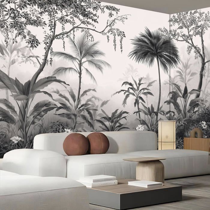 Papier Peint Panoramique Rétro Paysage Jungle Poster Soie Geant Mural ...