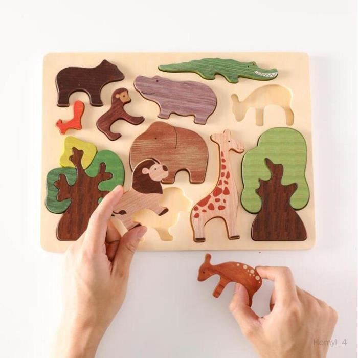 Puzzle enfant d'animaux en bois pour les tout-petits 1 2 3 ans Garçons  Filles Jouet éducatif 71be - Cdiscount Jeux - Jouets