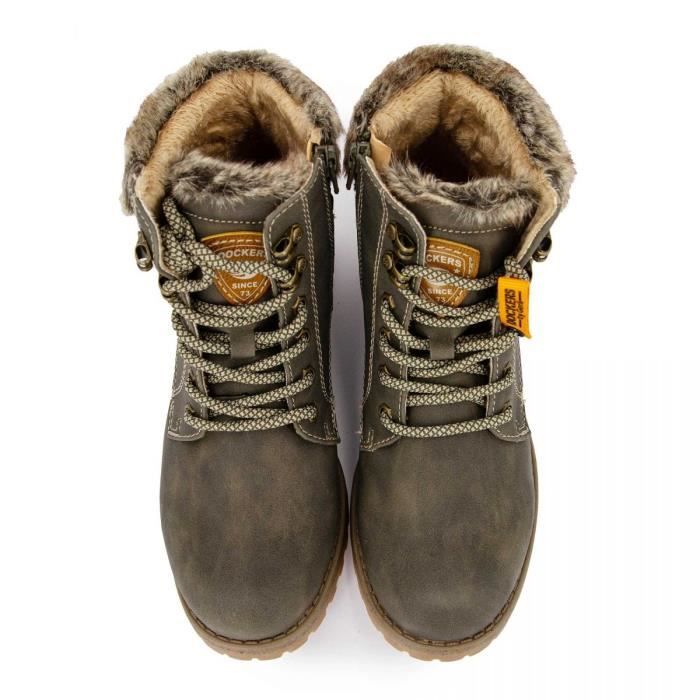 Boots fourrees nubuk 43fa308 630830 t36 41gris Femme DOCKERS Gris fonce Cdiscount Chaussures