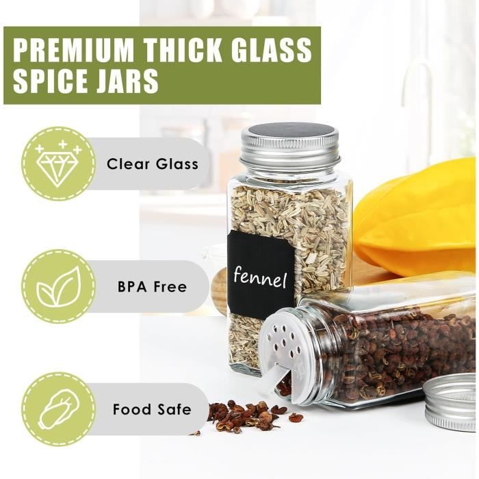 Pot A Epices En Verre Et Bois - 24 Pièces 120Ml Bocaux À Épices, 180