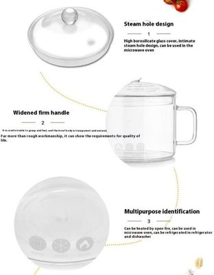 Marmite En Verre Borosilicate 1500 Ml - Résistante à Haute Température, Avec Couvercle, Pour Soupe, Nouilles, Mijotés