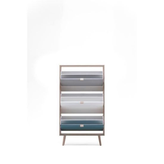 Cuba Meuble A Chaussures 18 Paires Decor Chene Sonoma Et Gris