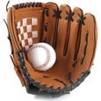 (Brown, 9.5inch) 1pc Sports Baseball et gant de Softball Professionnel Baseball et Mittball Mitt avec un pichet épaississant en cuir-0
